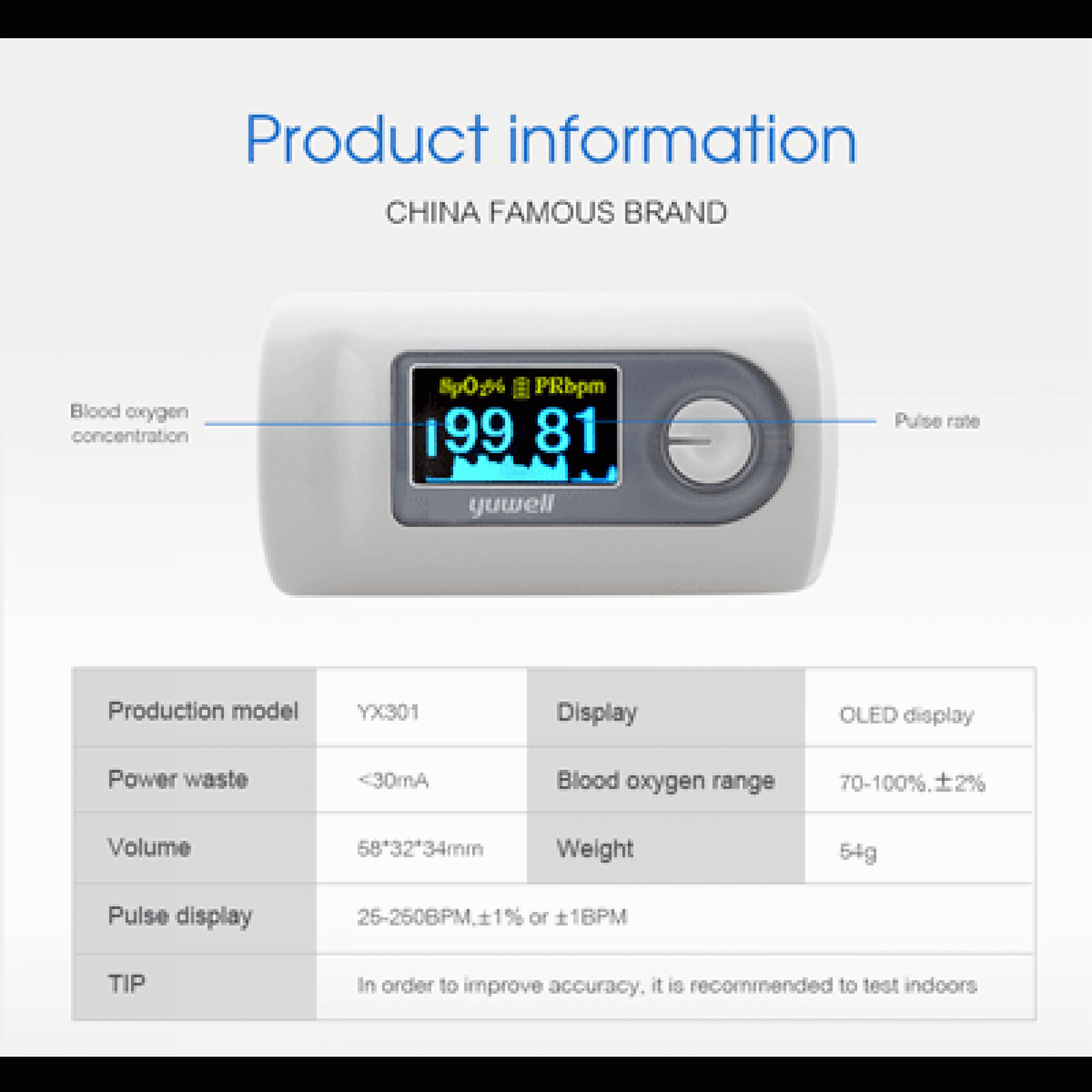 Oximetro de dedo Xiaomi Yuwell YX301
