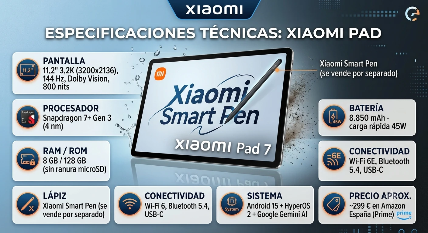 Especificaciones tecnicas Xiaomi Pad 7
