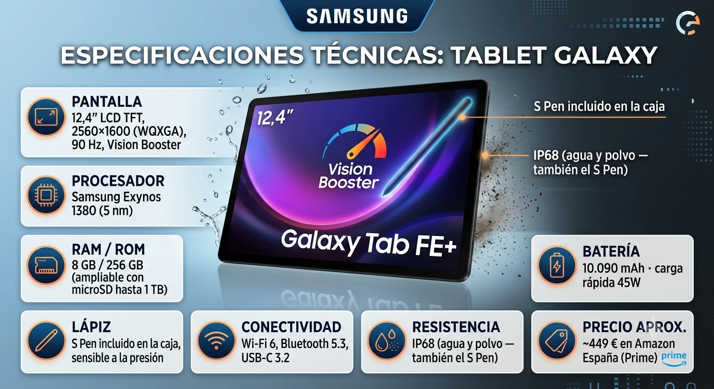 Especificaciones tecnicas tablet Samsung Galaxy Tab FE+