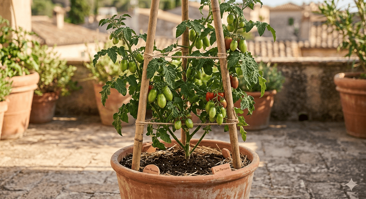 Maceta urbana de tomates