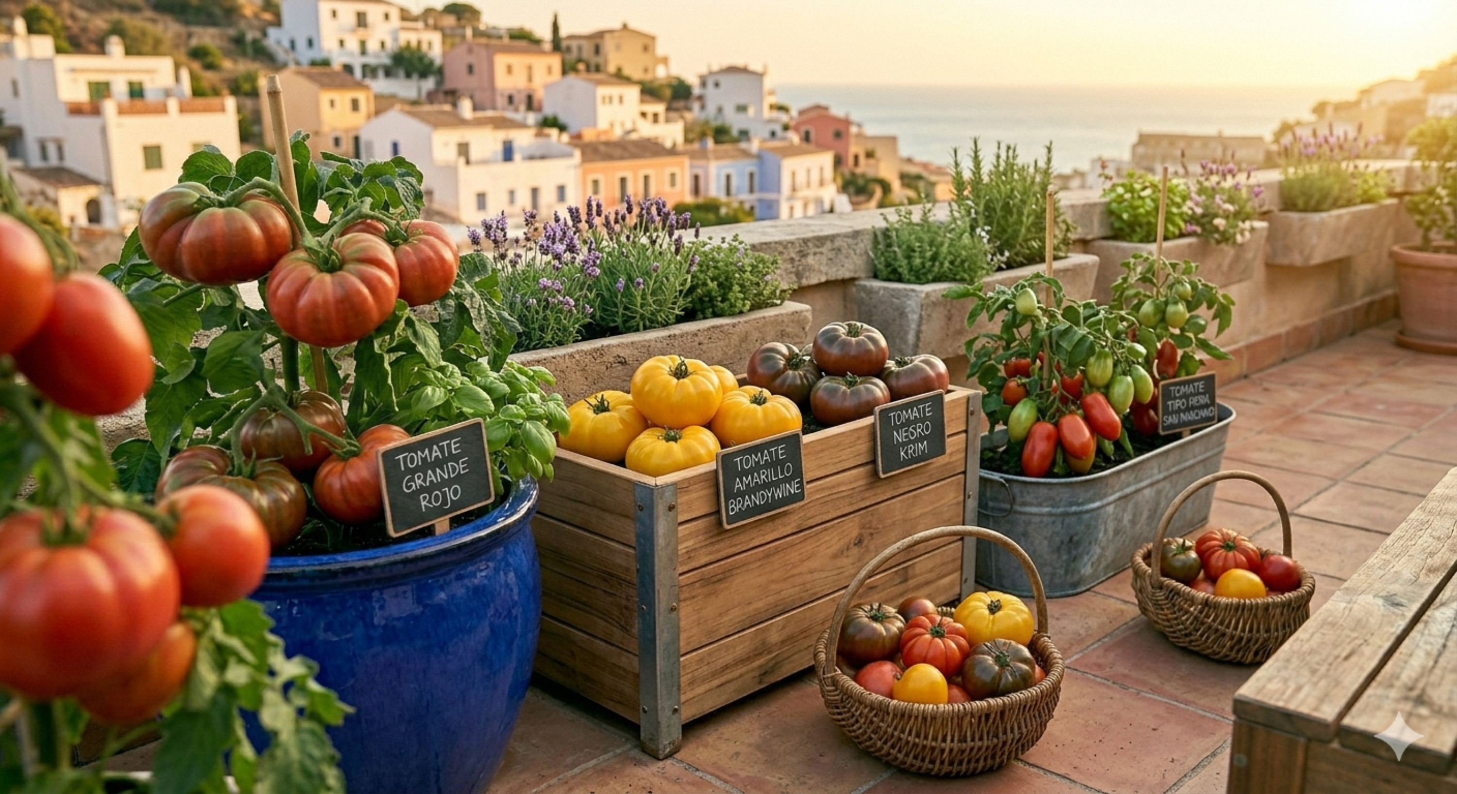 Huerto urbano de tomates