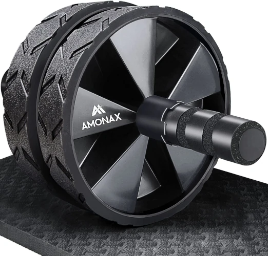 Amonax - Rodillo de rueda para abdominales con alfombrilla grande para ejercitar abdominales gimnasio en casa