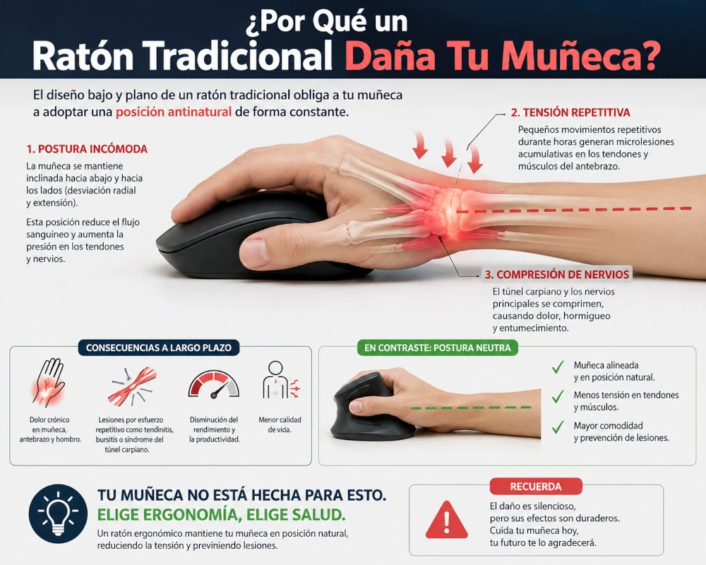 Porque un raton tradicional daña tu muñeca