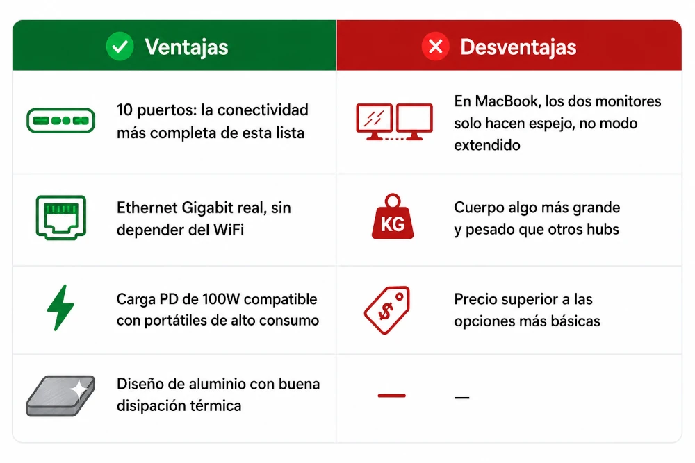 Pros y contras UGREEN Revodok Pro 210 la Estacion de Acoplamiento Universal más Completa