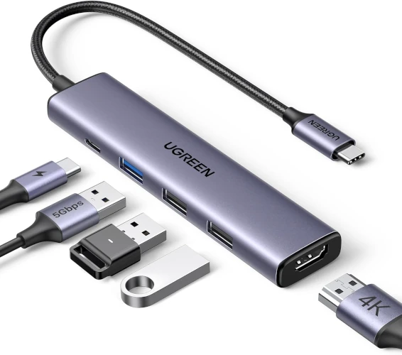 UGREEN Revodok 105 Hub USB C HDMI 4K Adaptador Tipo C 5 en 1 con 100W PD Carga Compatible