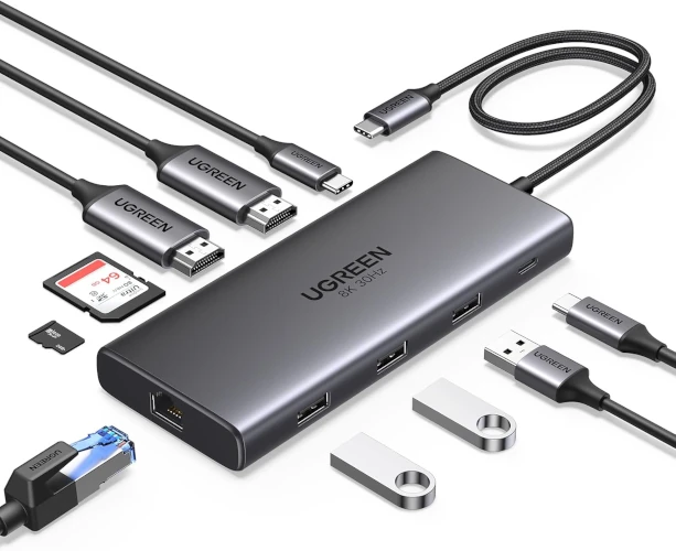 UGREEN Revodok Pro 210 Docking Station USB C 10 En 1 Doble HDMI 8K30Hz 4K60Hz
