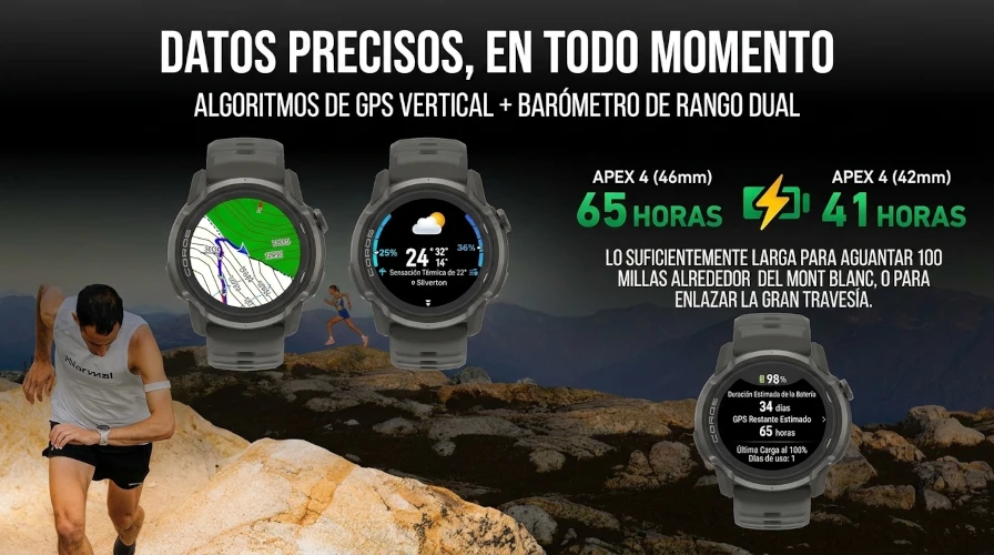 Coros Apex 4 GPS y bateria